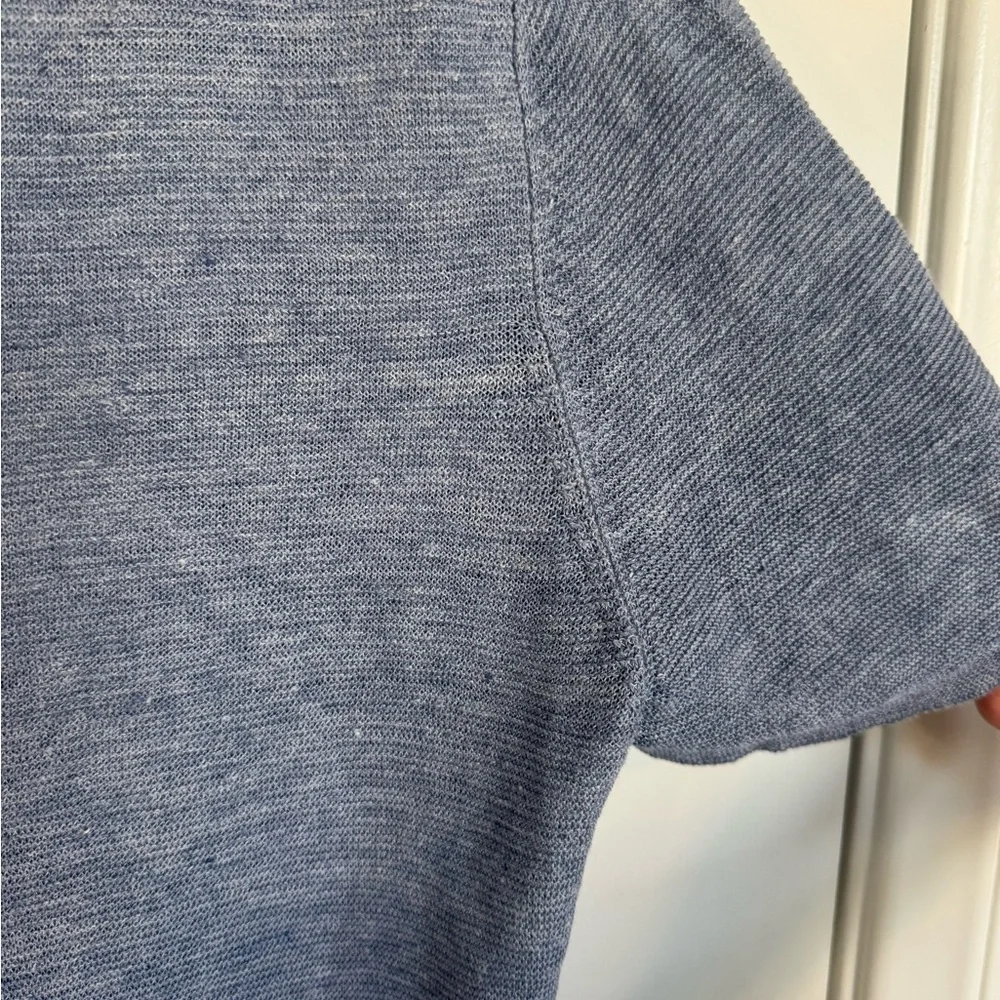 Eileen Fisher Classic Lightweight 100% Organic Linen Top In Soft Heather Blue XL - Picture 7 of 9
